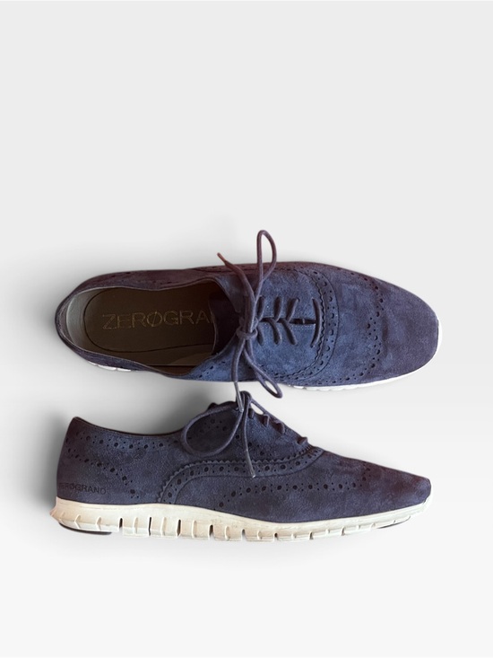 Cole Haan Shoes - Blue Suede Shoes- Cole Haan Navy Suede Wingtip Oxford